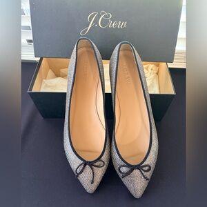 J.crew Metallic Gemma Glitter Flats silver gold Size 9.5